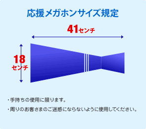 応援メガホンサイズ規定 41センチ×18センチ