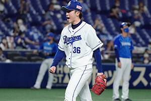 5回を粘って無失点に抑え2勝目を挙げた岡野投手