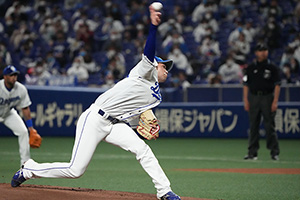 6回まで無失点に抑えるピッチングを披露した勝野投手