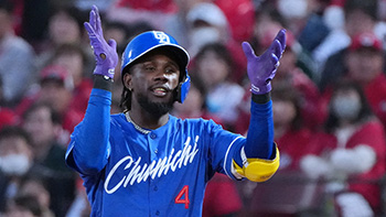 3回、勝ち越しタイムリーを放ったカリステ選手