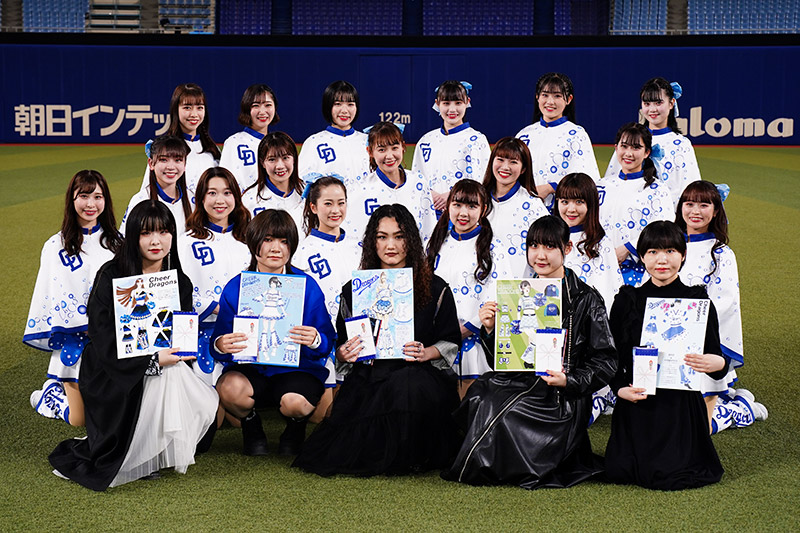 名古屋モード学園の学生さんたちとチアドラゴンズ2023の集合写真