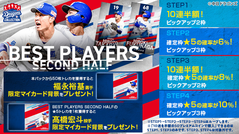 DRAGONS COLLECTIONにて石川選手の限定トレカ配布 & 新規トレカ販売中!