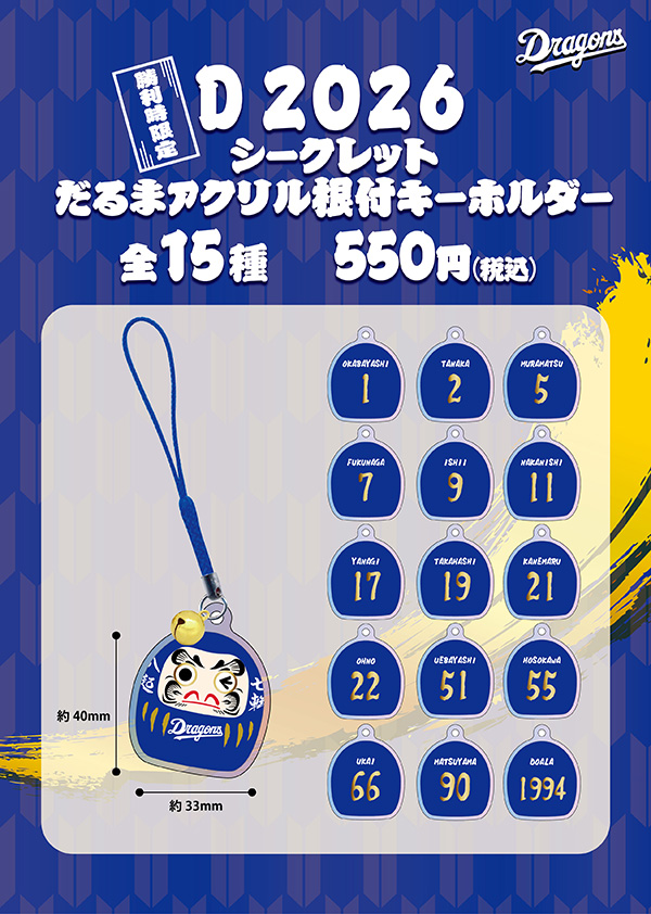 2026勝利時限定シークレットだるまアクリル根付キーホルダー(全15種)