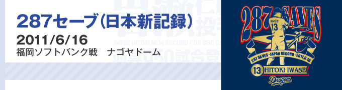 287セーブ（日本新記録）